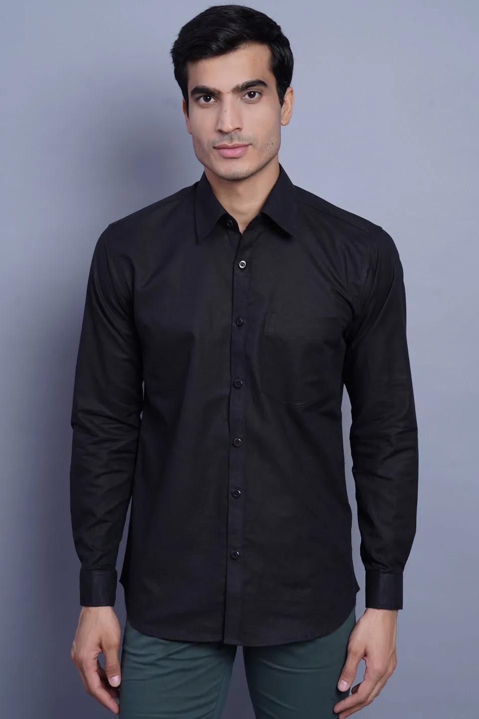 Linen Cotton Black Shirt