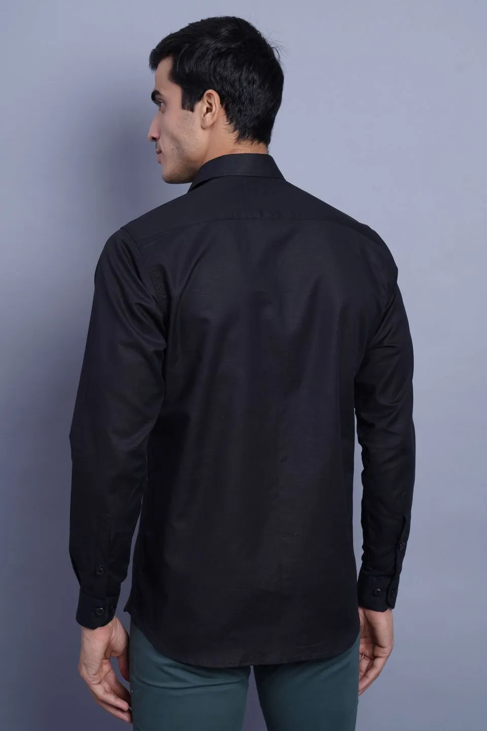 Linen Cotton Black Shirt