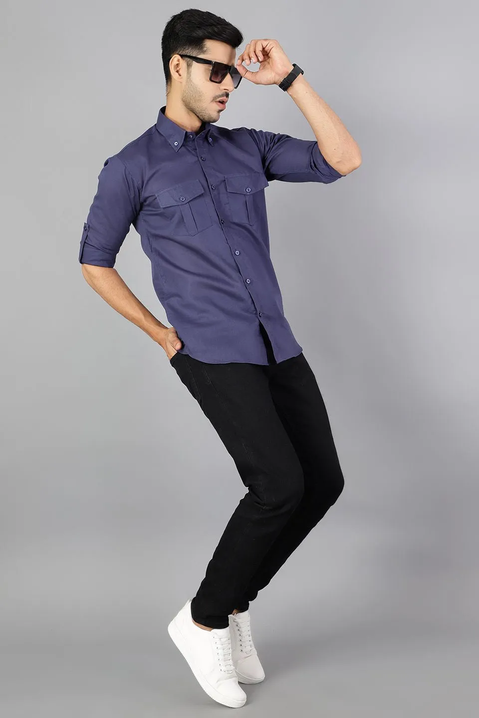 Linen Cotton Blue Shirt