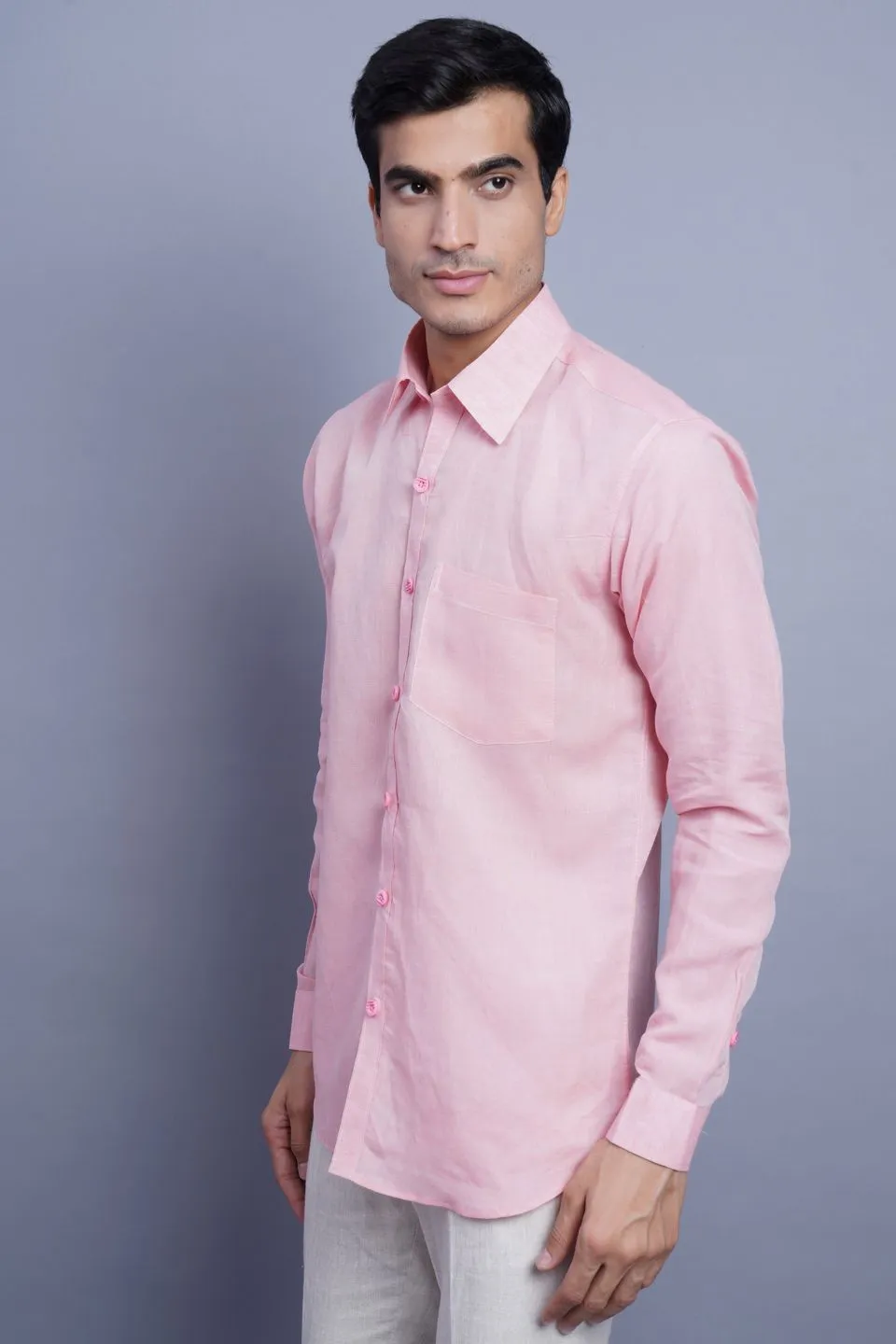 Linen Cotton Light Pink Shirt