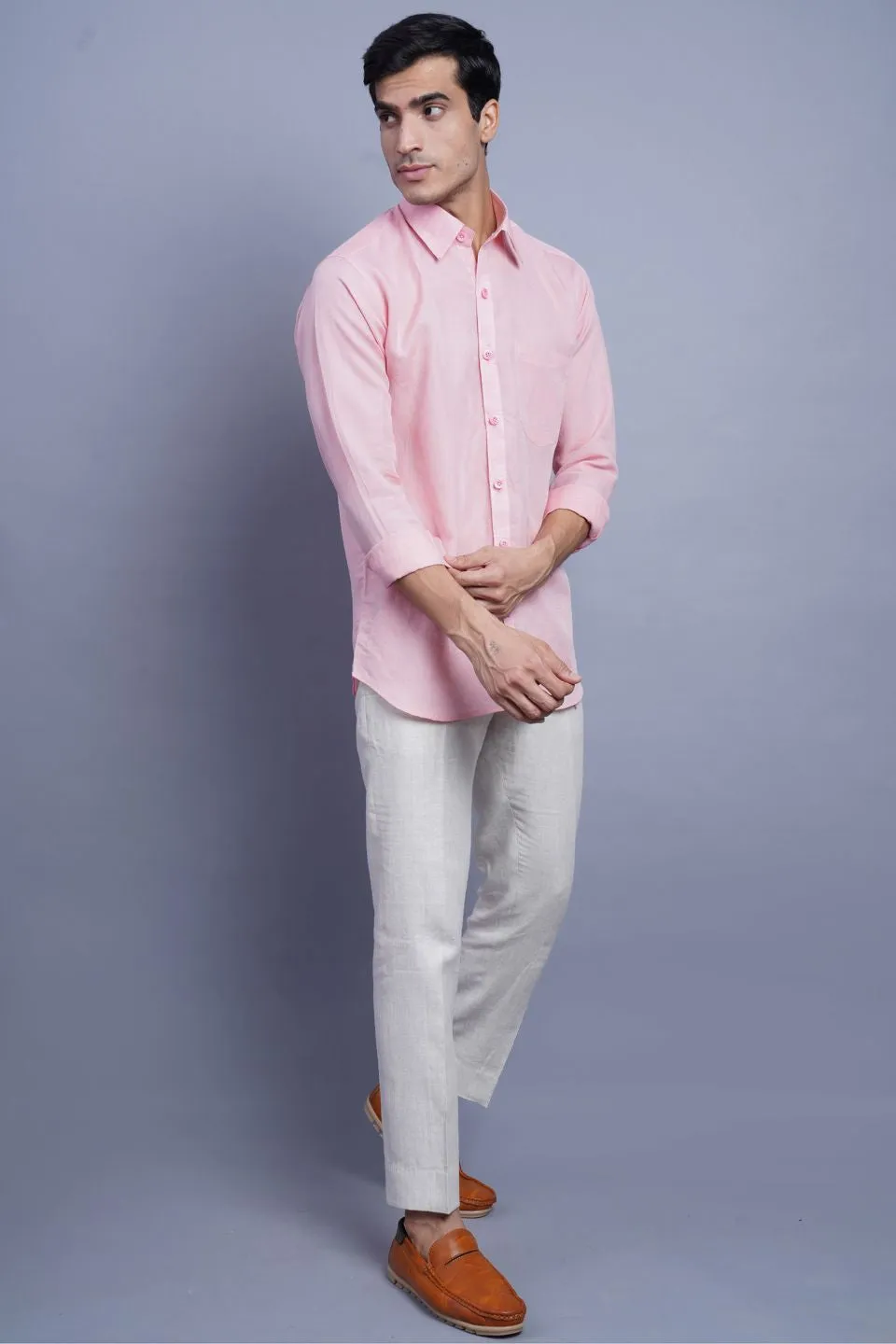 Linen Cotton Light Pink Shirt