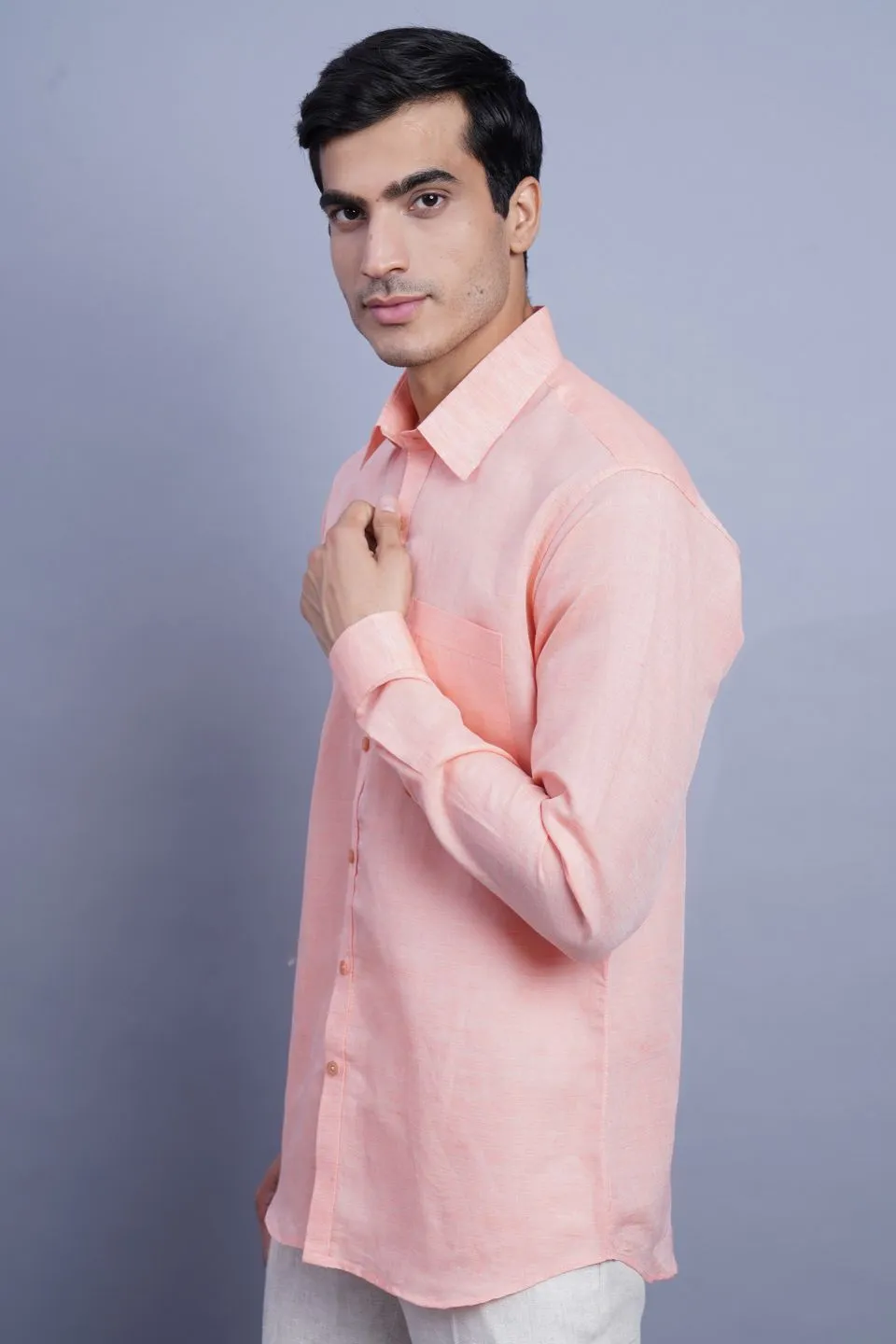Linen Cotton Orange Shirt