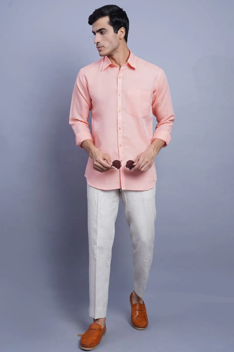 Linen Cotton Orange Shirt
