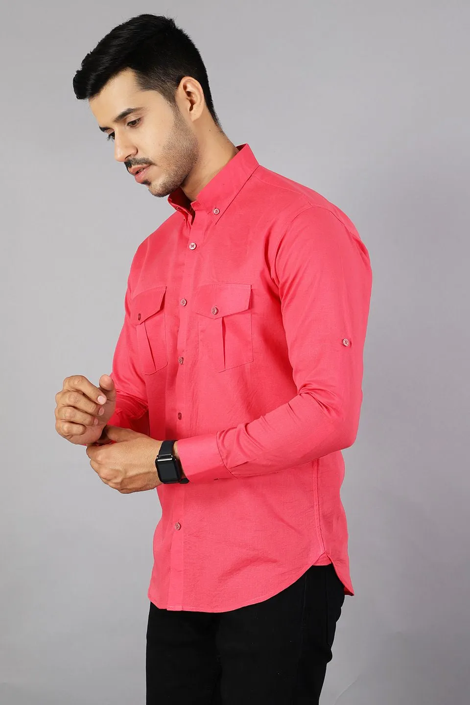 Linen Cotton Pink Shirt