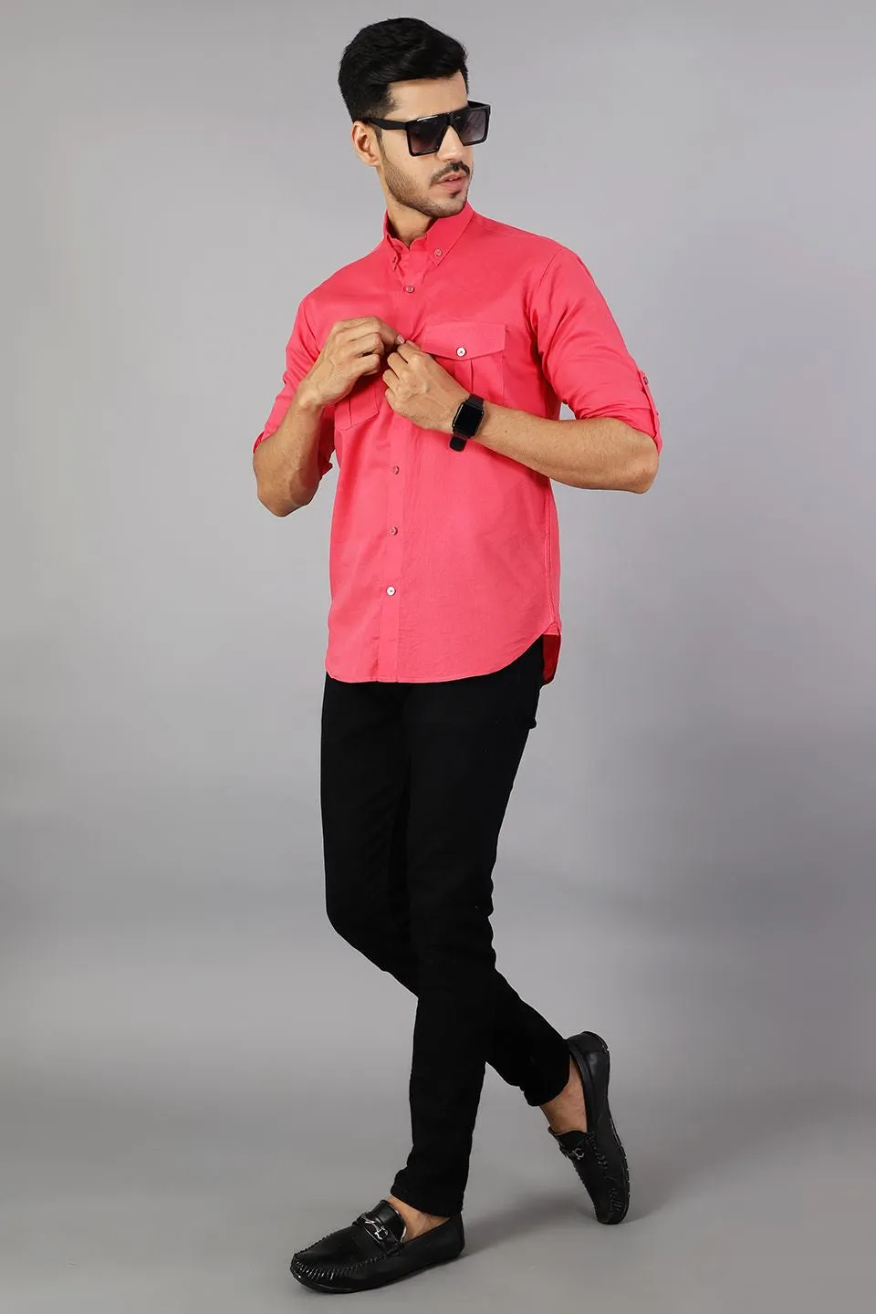 Linen Cotton Pink Shirt