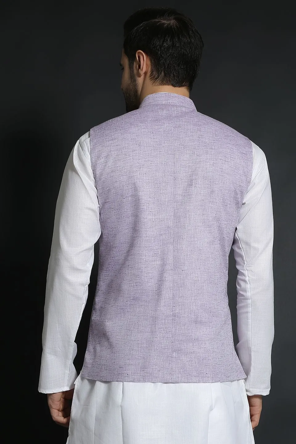 Linen Cotton Purple Modi Nehru Jacket