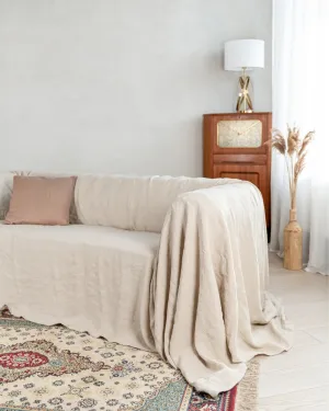 Linen couch cover in Natural color (density 190 g/m2)