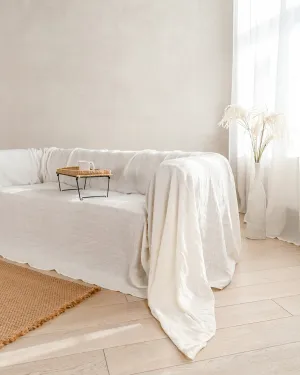 Linen couch cover in Off White color (density 190 g/m2)