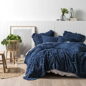 Linen House King Bed Cover Denim Somers Throw