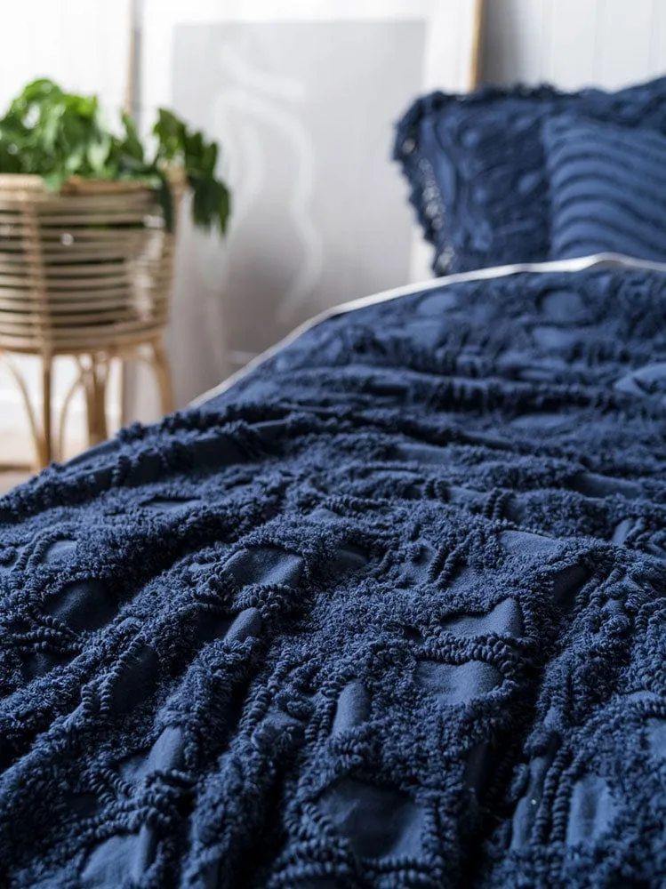 Linen House King Bed Cover Denim Somers Throw