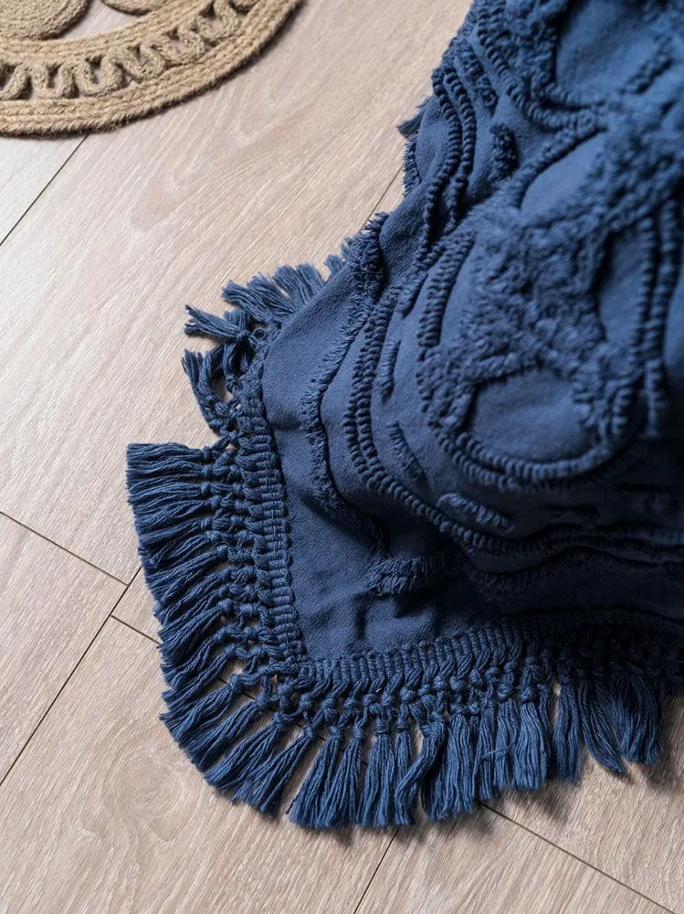 Linen House King Bed Cover Denim Somers Throw