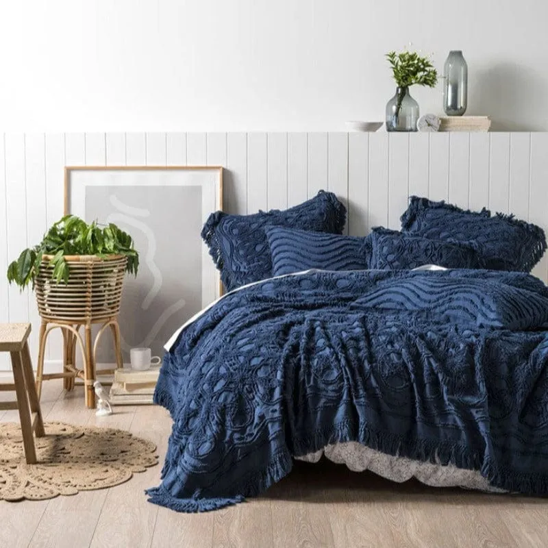 Linen House King Bed Cover Denim Somers Throw
