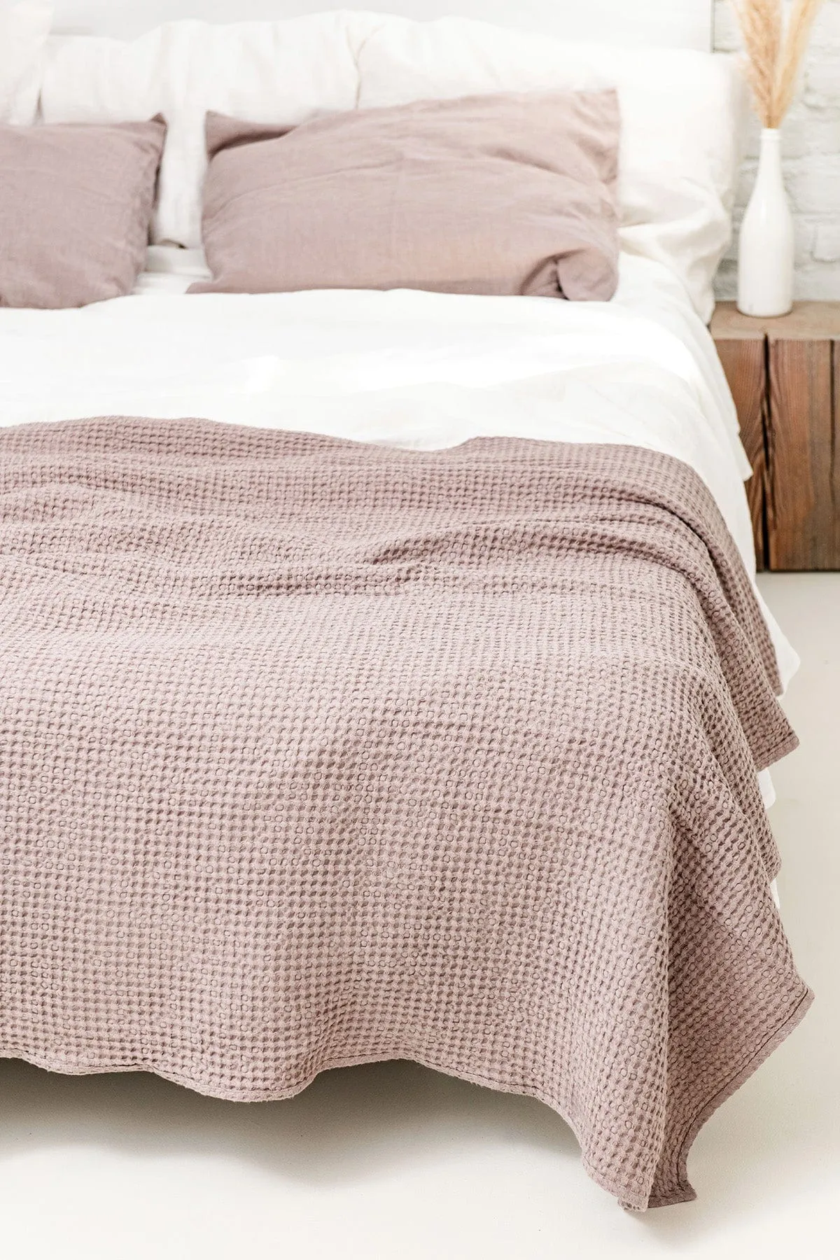 Linen Waffle Bed Throw | Rosy Brown