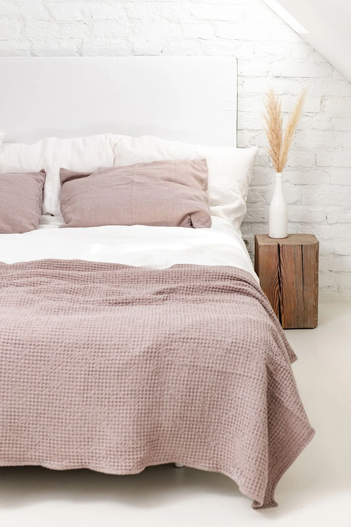 Linen Waffle Bed Throw | Rosy Brown