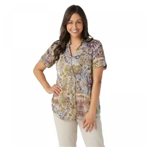 LOGO by Lori Goldstein Women's Plus Size Printed Front Pleat Woven Top
