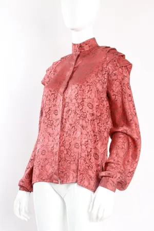 Logo Floral Jacquard Silk Blouse