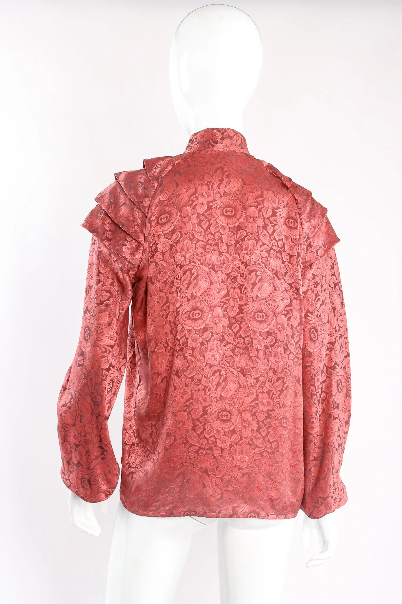 Logo Floral Jacquard Silk Blouse