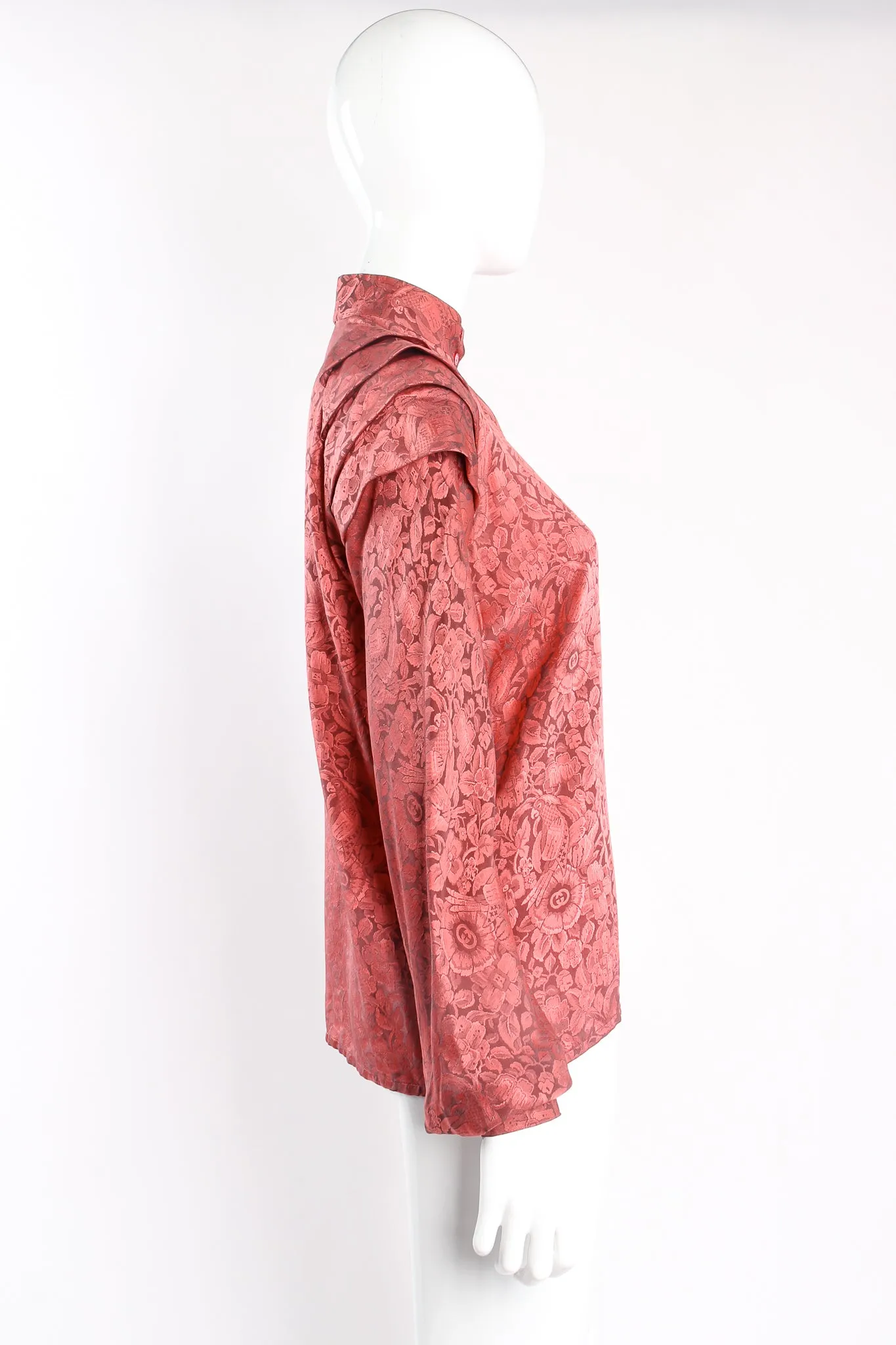 Logo Floral Jacquard Silk Blouse