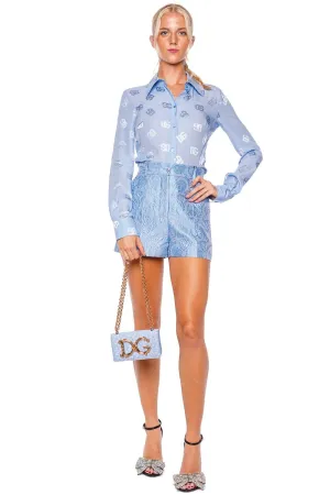 Logo Silk Jacquard Button Down Shirt