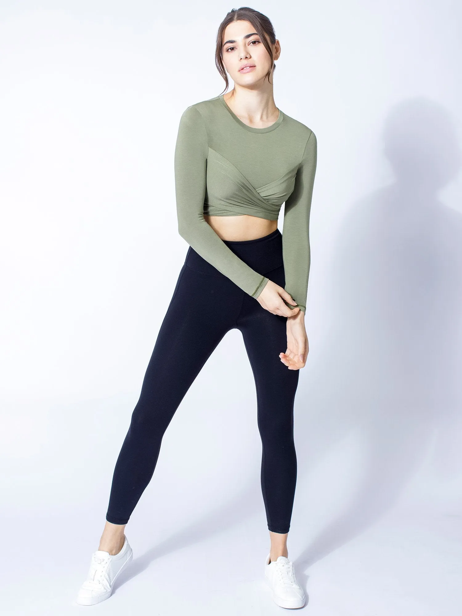 LONG SLEEVE CT WRAP TEE, SAGE