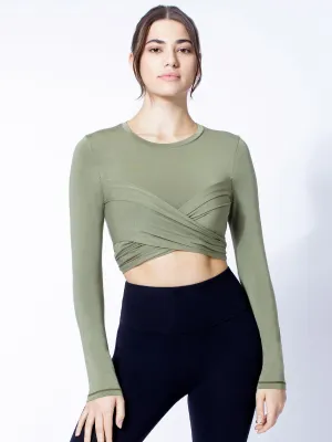 LONG SLEEVE CT WRAP TEE, SAGE
