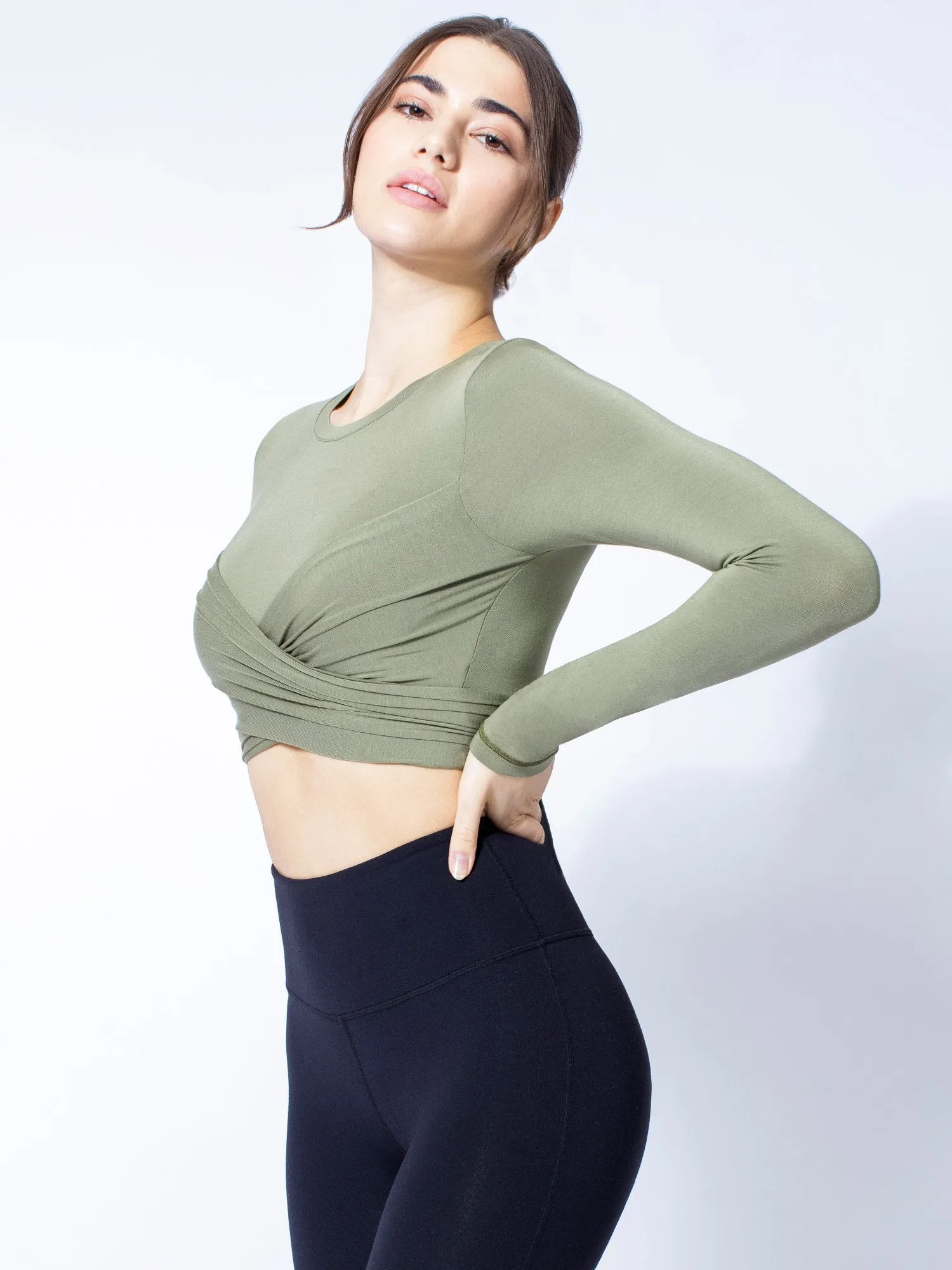 LONG SLEEVE CT WRAP TEE, SAGE