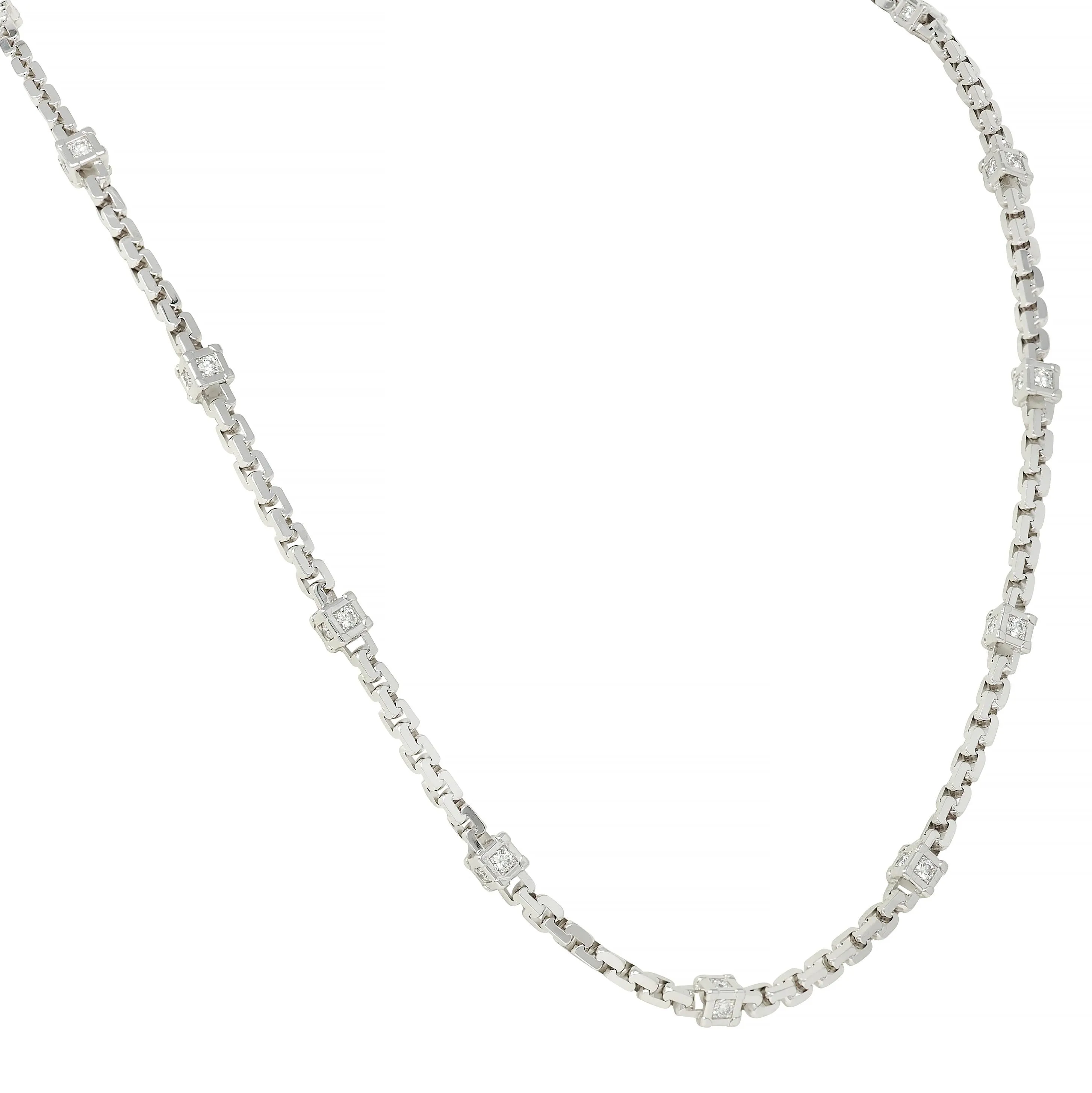 Louis Vuitton French Diamond 18 Karat White Gold Les Gastons Trunk Unisex Chain Necklace