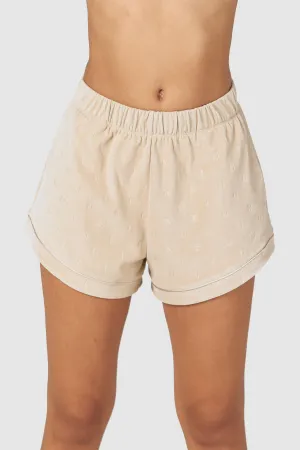 Luxury Embossed Shorts de Pyjama - Beige