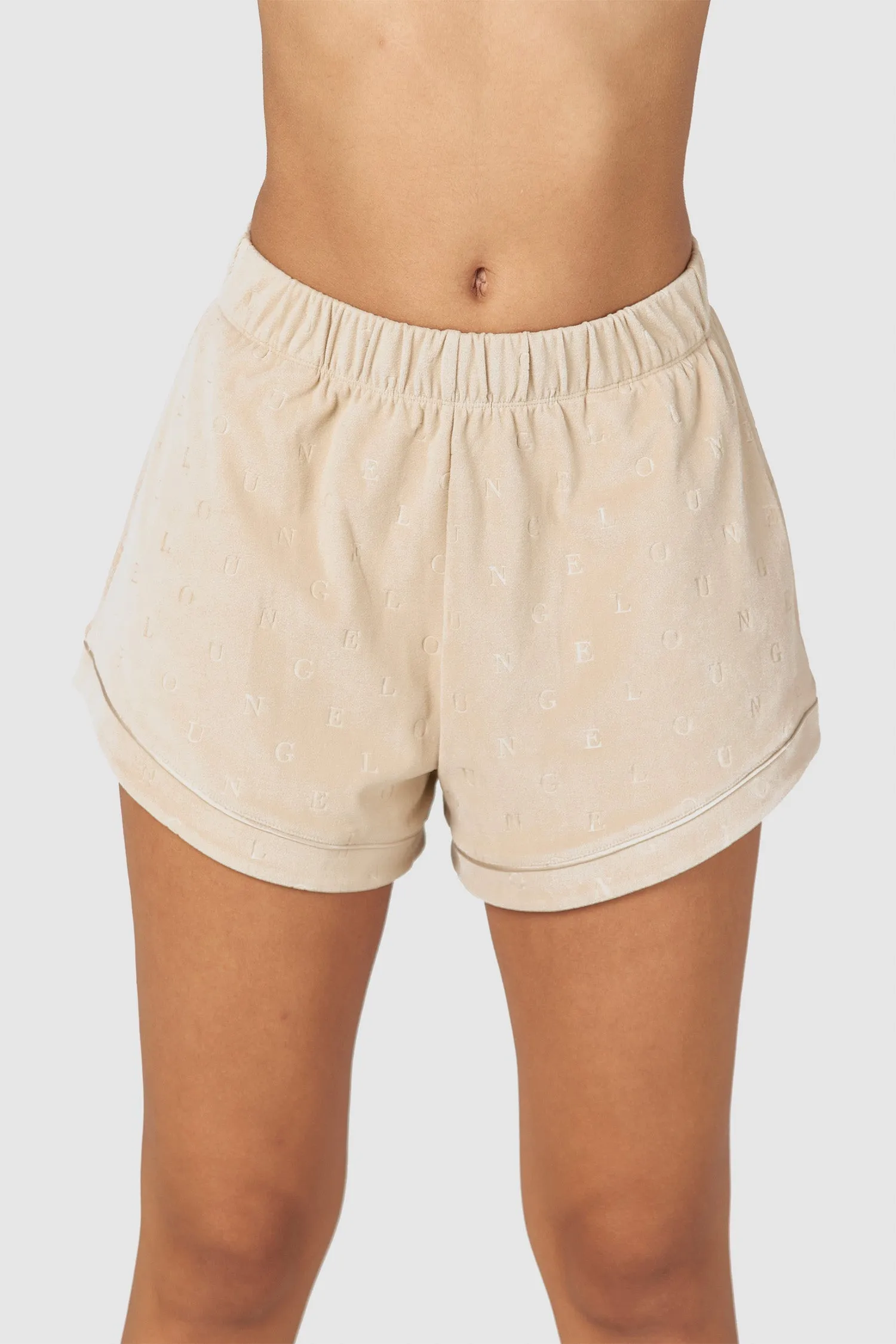 Luxury Embossed Shorts de Pyjama - Beige