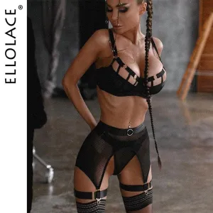 Luxury Hollow Out Exotic Set With Garters Half Cup See Through