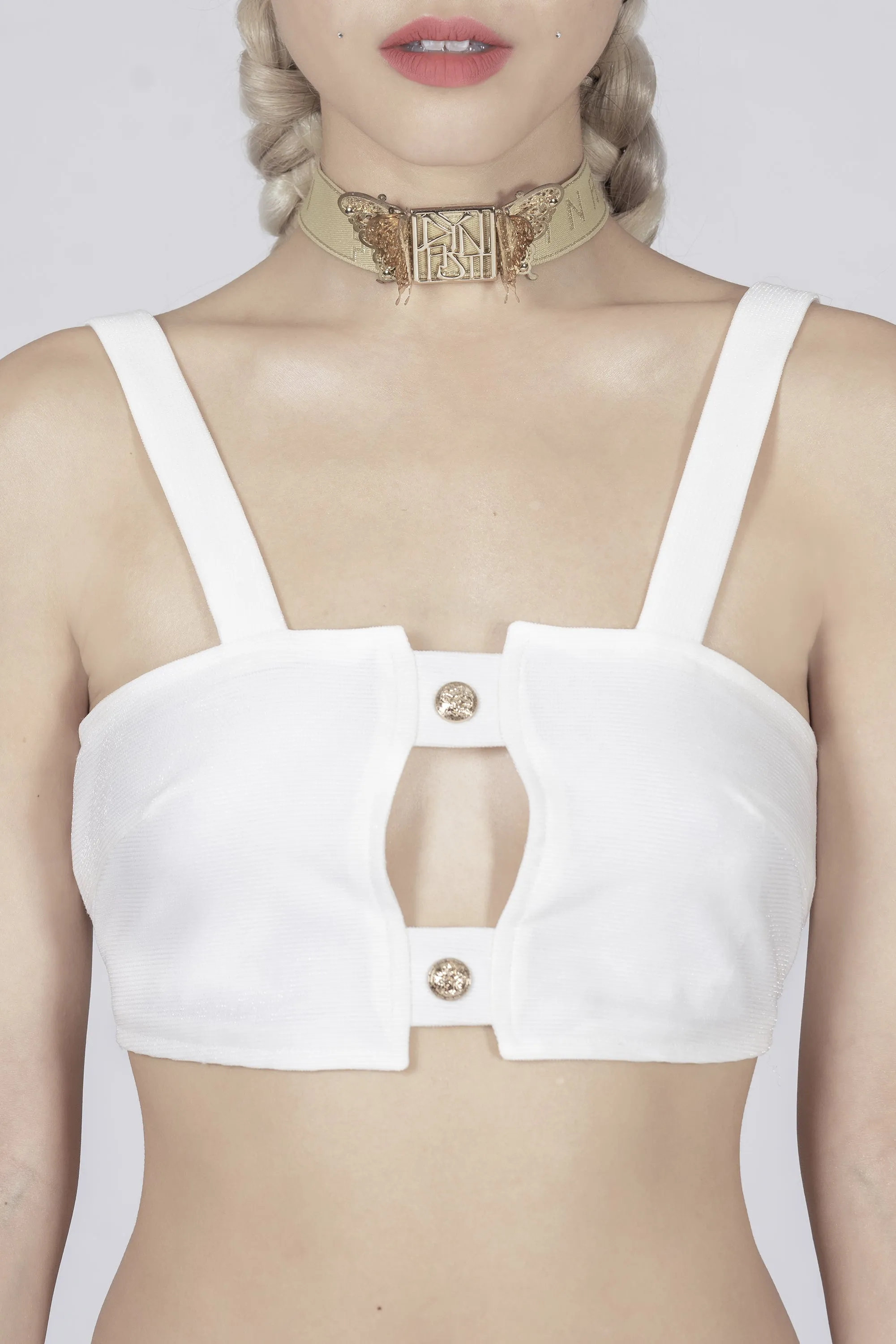 Madame Marilyn Luxe 3D Butterfly Noir Champagne Choker