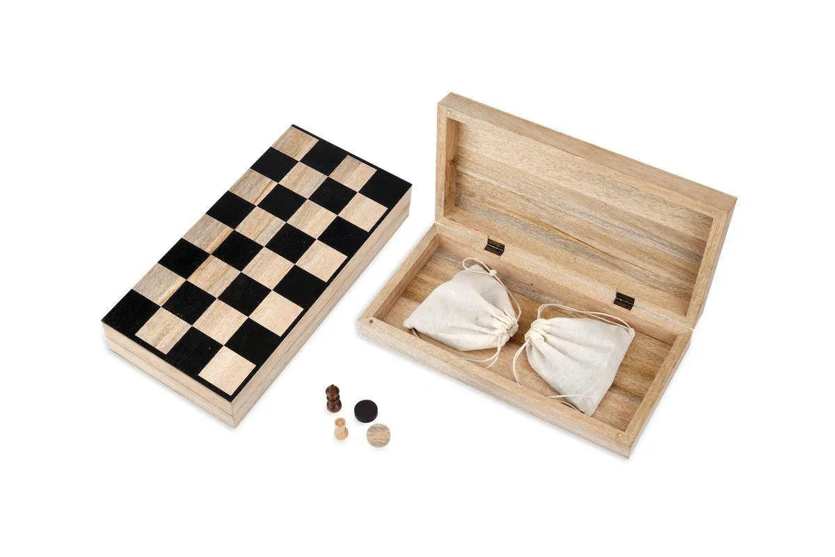 Mango Wood Chess & Draughts