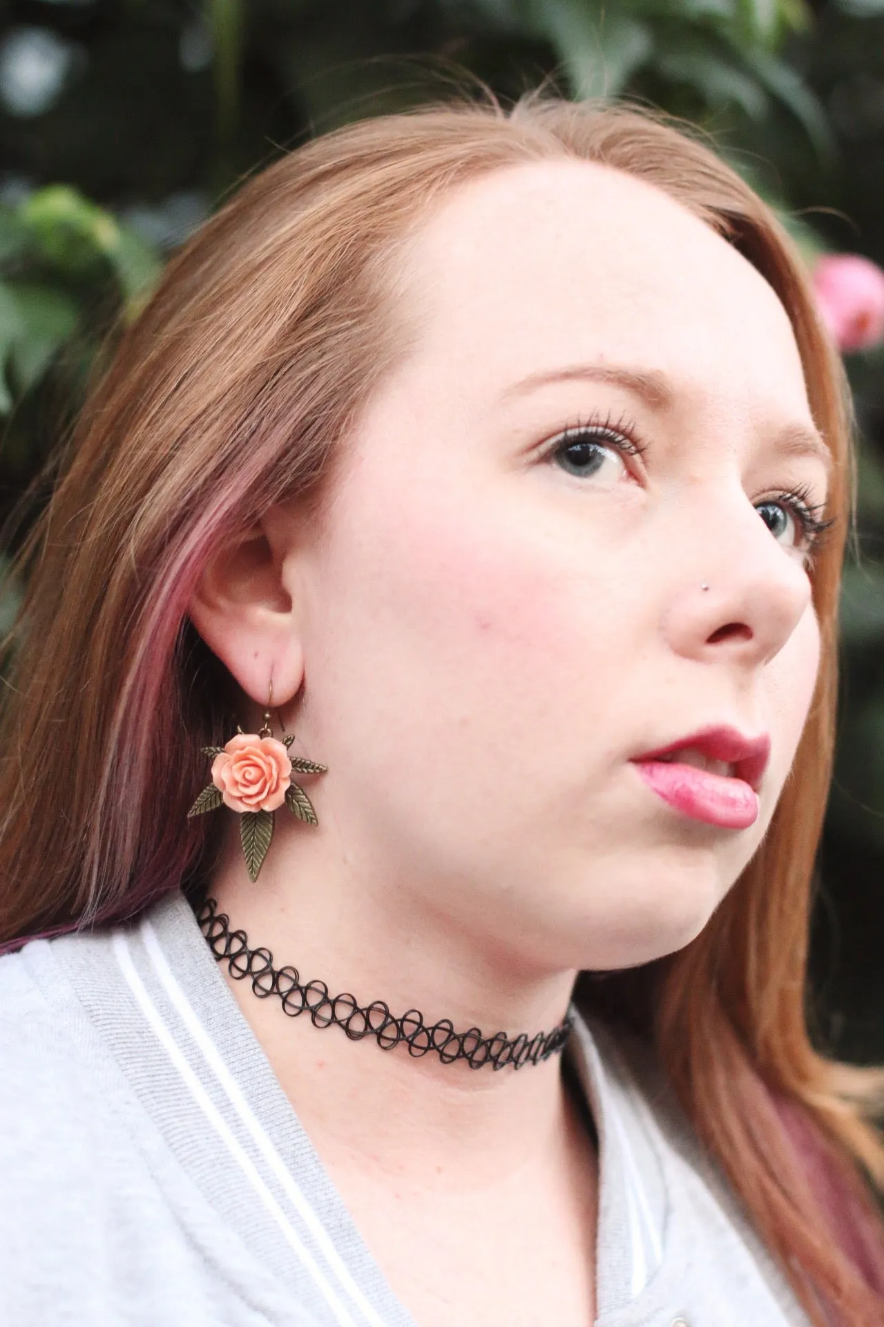 Marijuana Rose Earring - Bronze & Coral