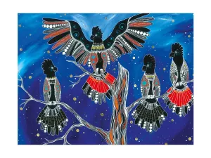 Maxwell & Williams Melanie Hava JBW Tea Towel Black Cockatoos - 50x70cm
