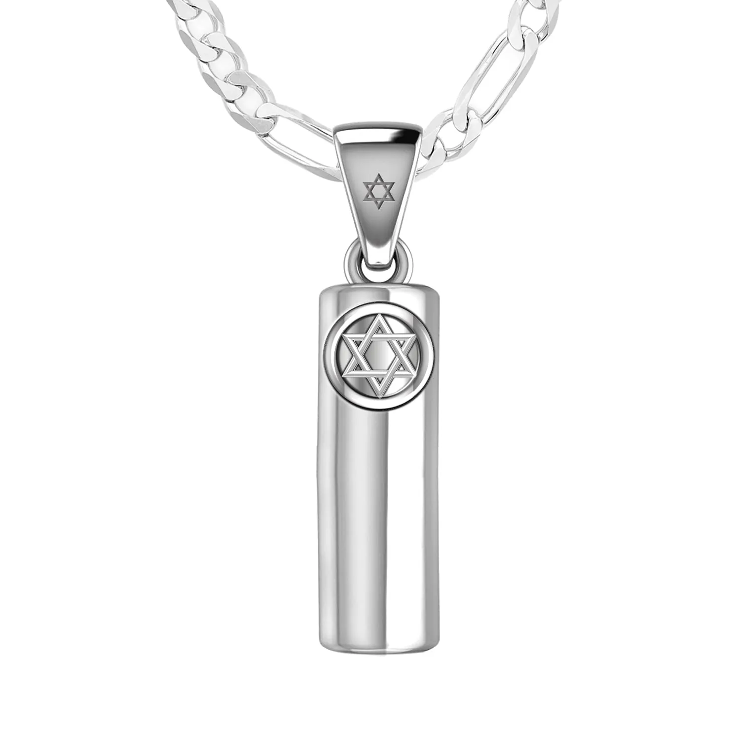 Men's 925 Sterling Silver Jewish Star of David Mezuzah Pendant Necklace, 30mm