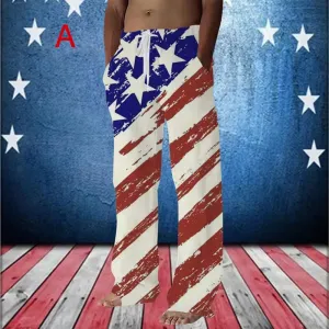 Mens American Usa Flag Stars And Stripes Print Pants