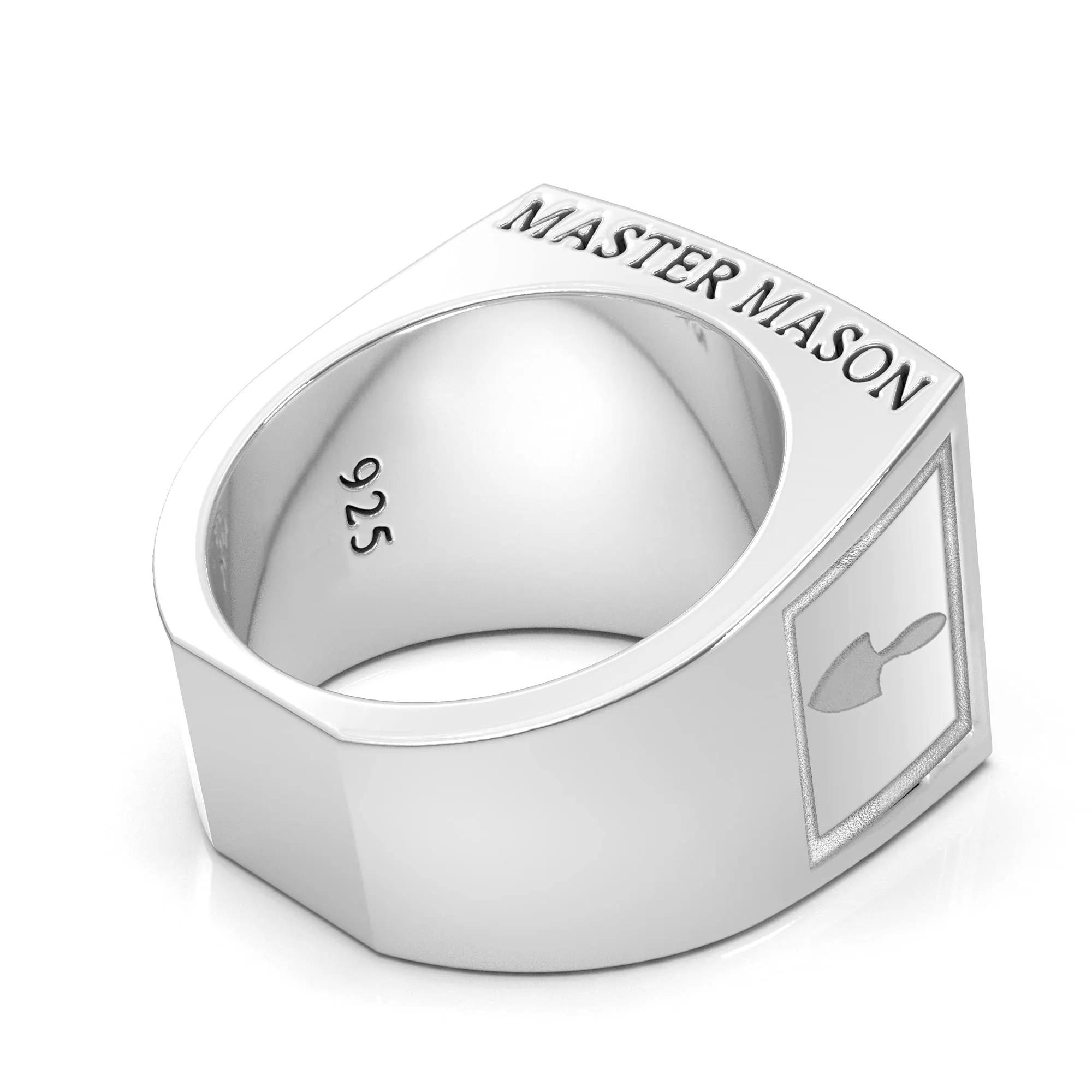 Men's Heavy 925 Sterling Silver Freemason Master Mason Ring Band