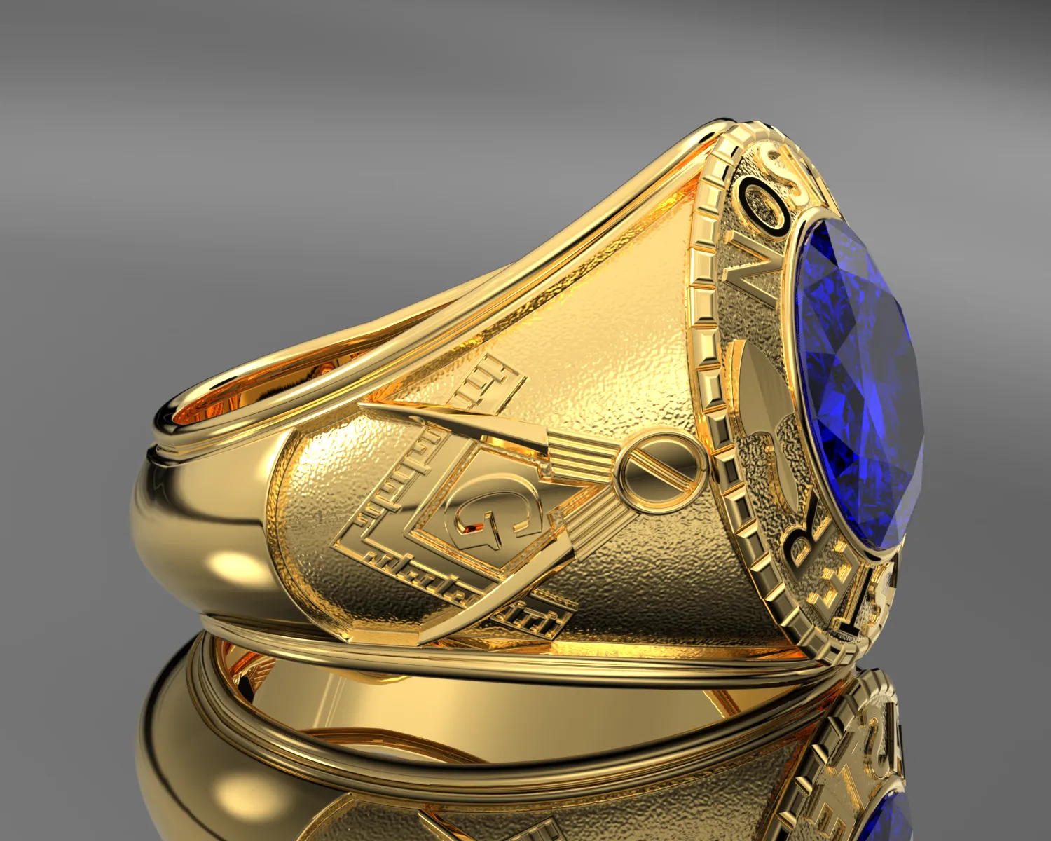 Men's Heavy Solid 10K or 14K Yellow Gold or White Gold Freemason Master Mason Class Ring Polished