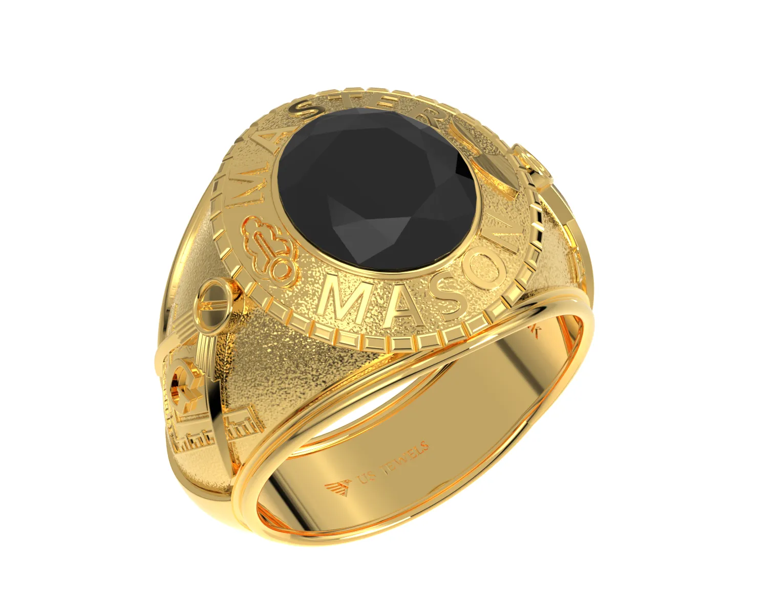 Men's Heavy Solid 10K or 14K Yellow Gold or White Gold Freemason Master Mason Class Ring Polished
