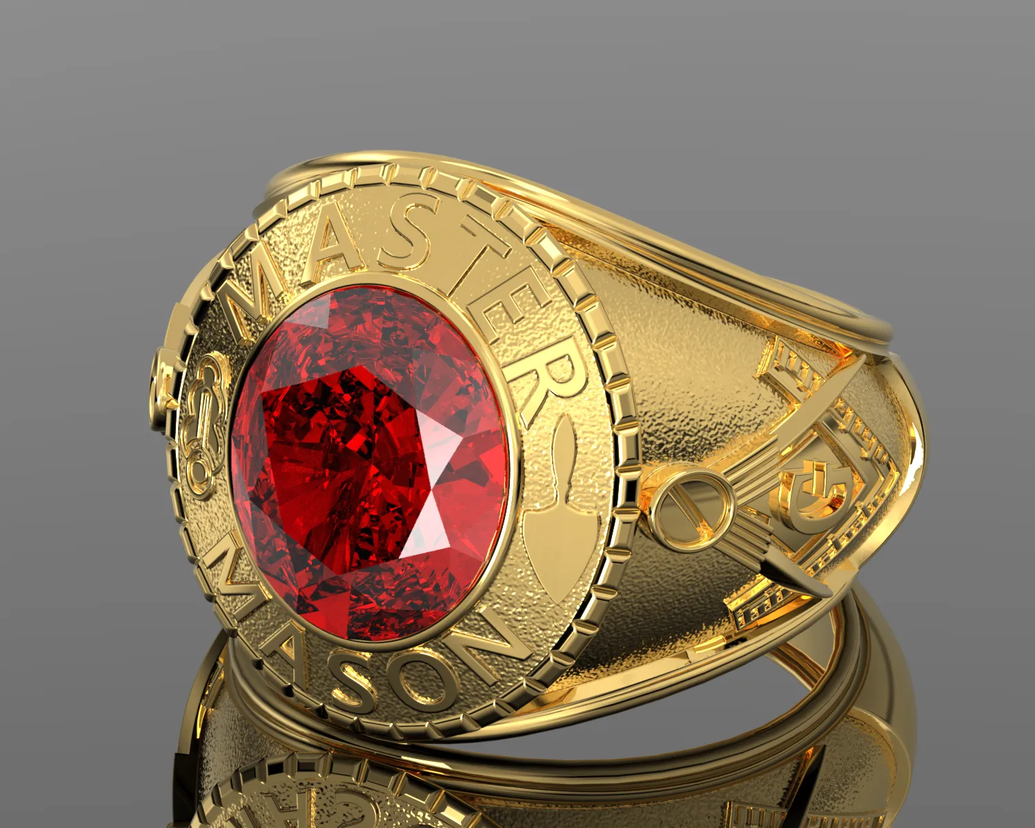 Men's Heavy Solid 10K or 14K Yellow Gold or White Gold Freemason Master Mason Class Ring Polished