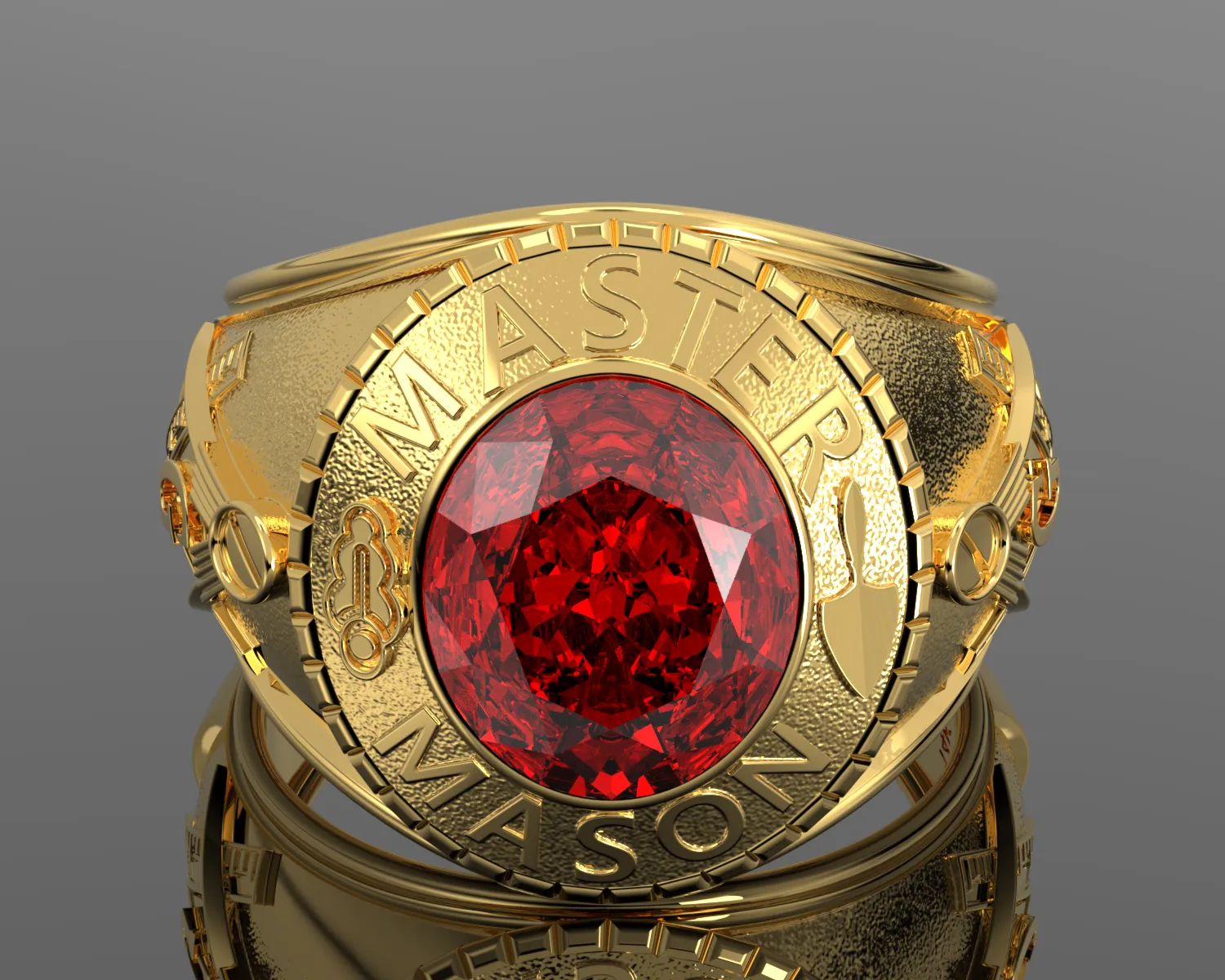 Men's Heavy Solid 10K or 14K Yellow Gold or White Gold Freemason Master Mason Class Ring Polished
