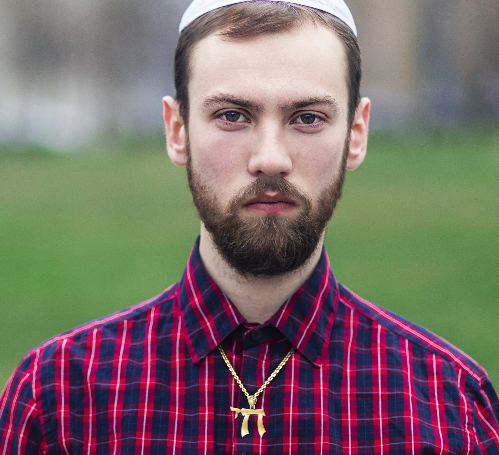 Men's Large 10K or 14K Yellow Gold Jewish Chai Sign of Life Pendant Necklace, 32mm