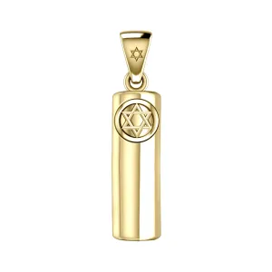 Men's Large 10K or 14K Yellow Gold Jewish Star of David Mezuzah Pendant Necklace, 40mm