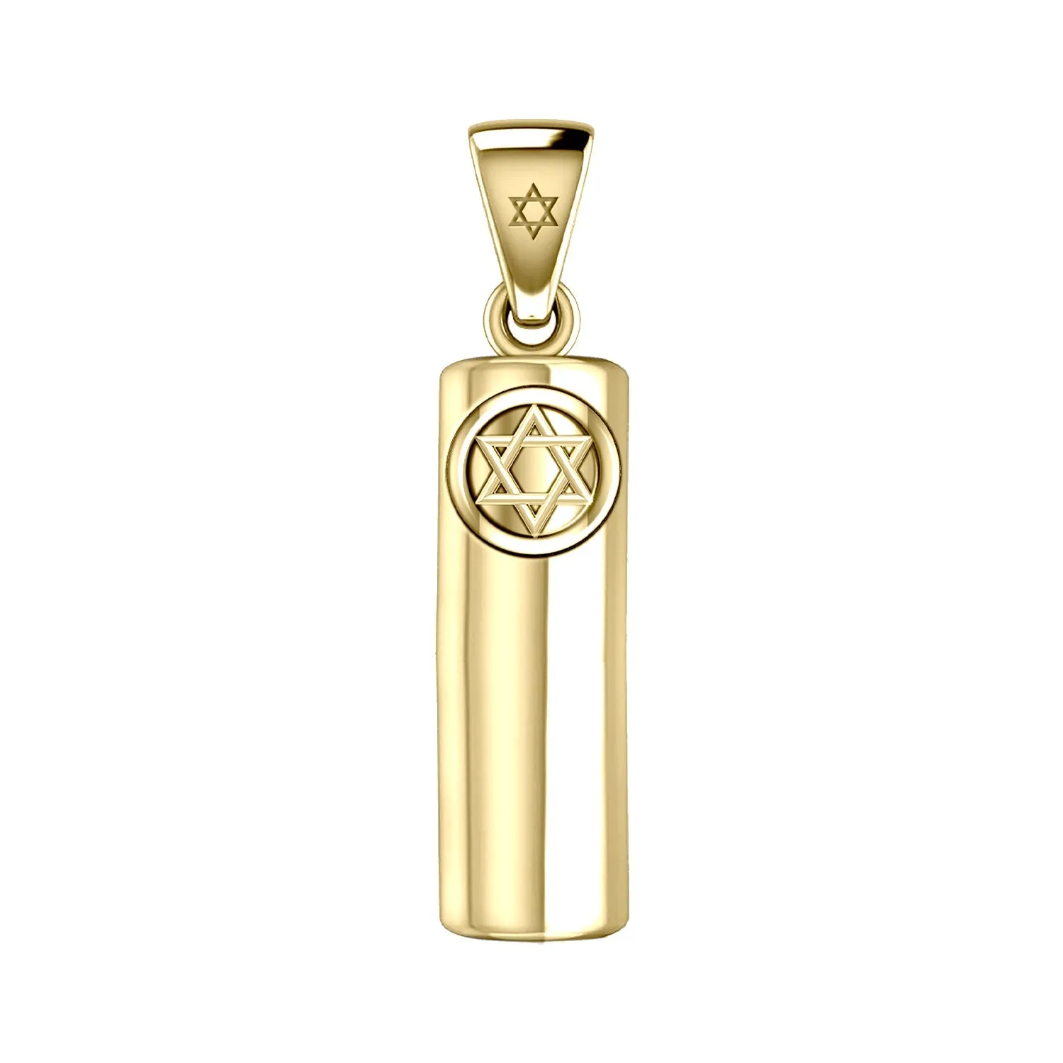 Men's Large 10K or 14K Yellow Gold Jewish Star of David Mezuzah Pendant Necklace, 40mm