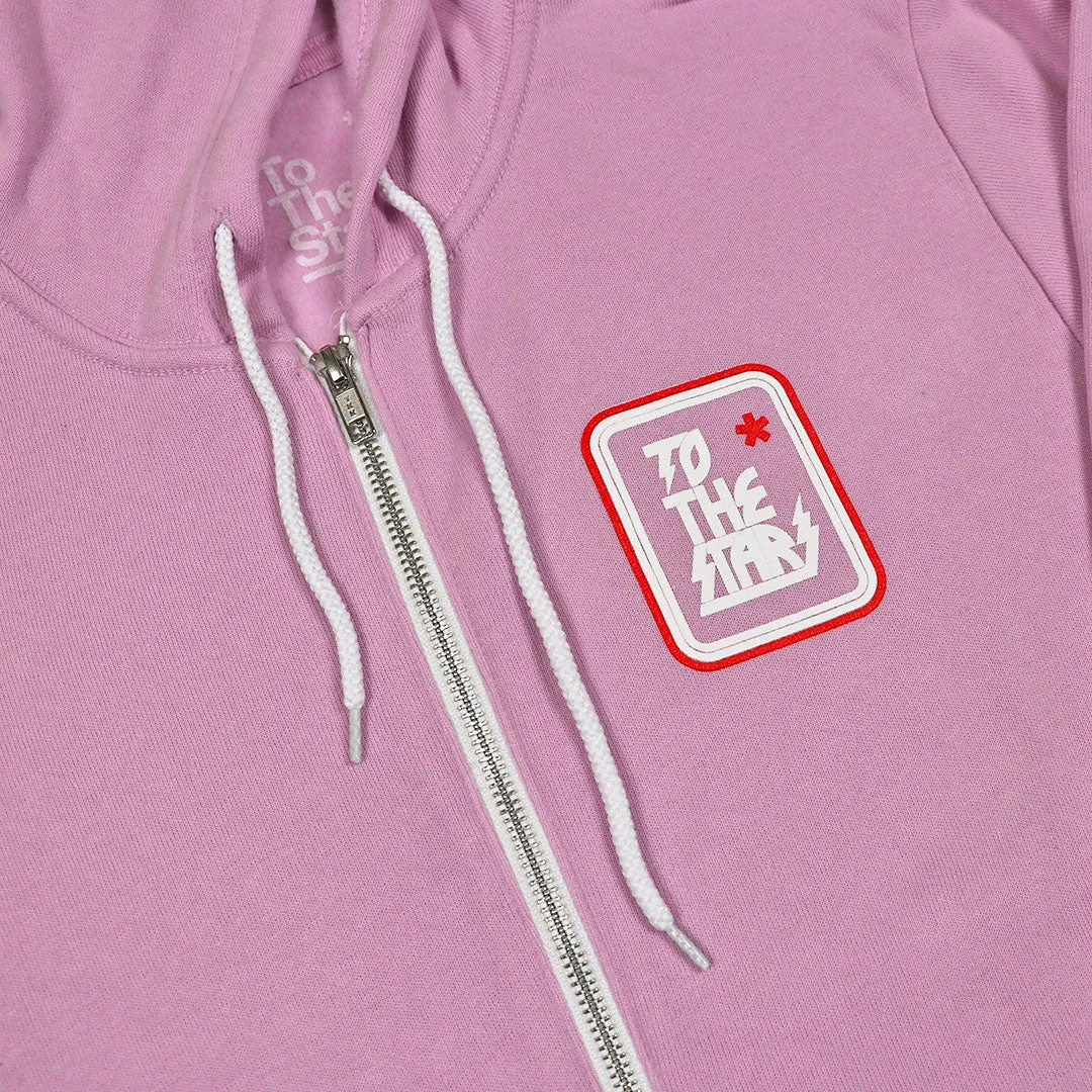 Metal Logo Zip-Up Hoodie Lilac