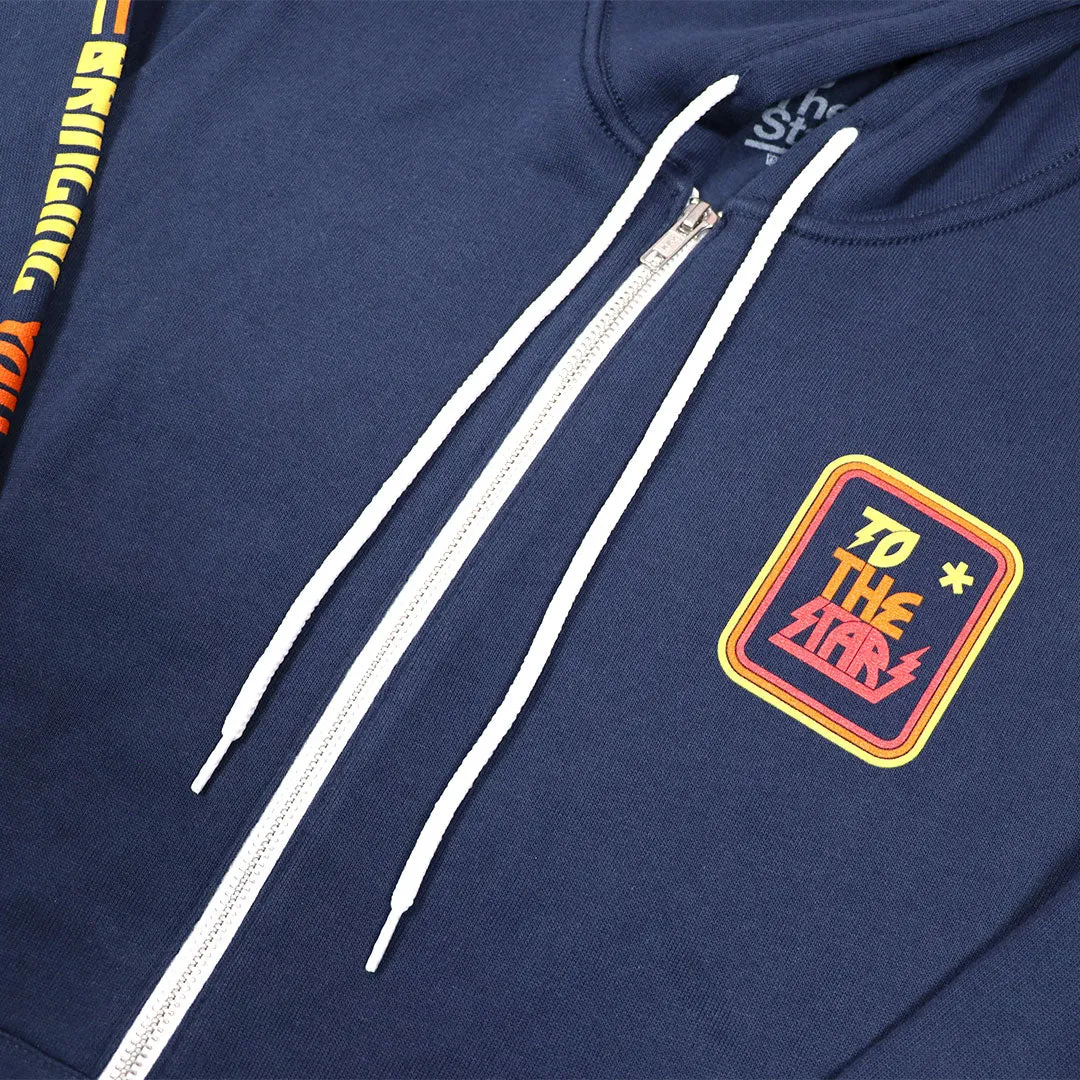 Metal Logo Zip-Up Hoodie Navy