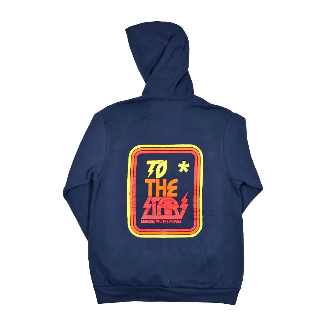 Metal Logo Zip-Up Hoodie Navy
