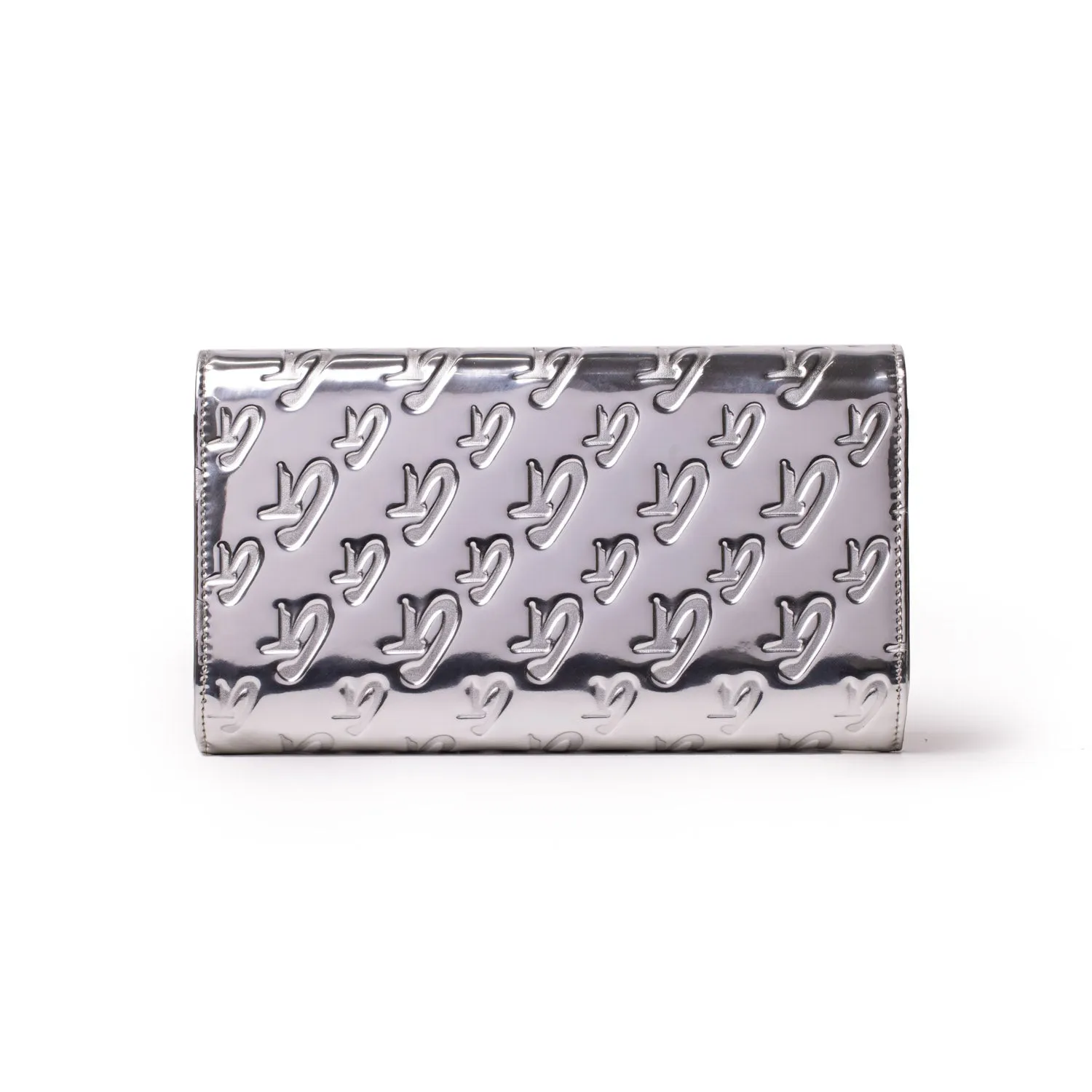 METALLIC MONOGRAM TRAVEL WALLET - METALLIC SILVER