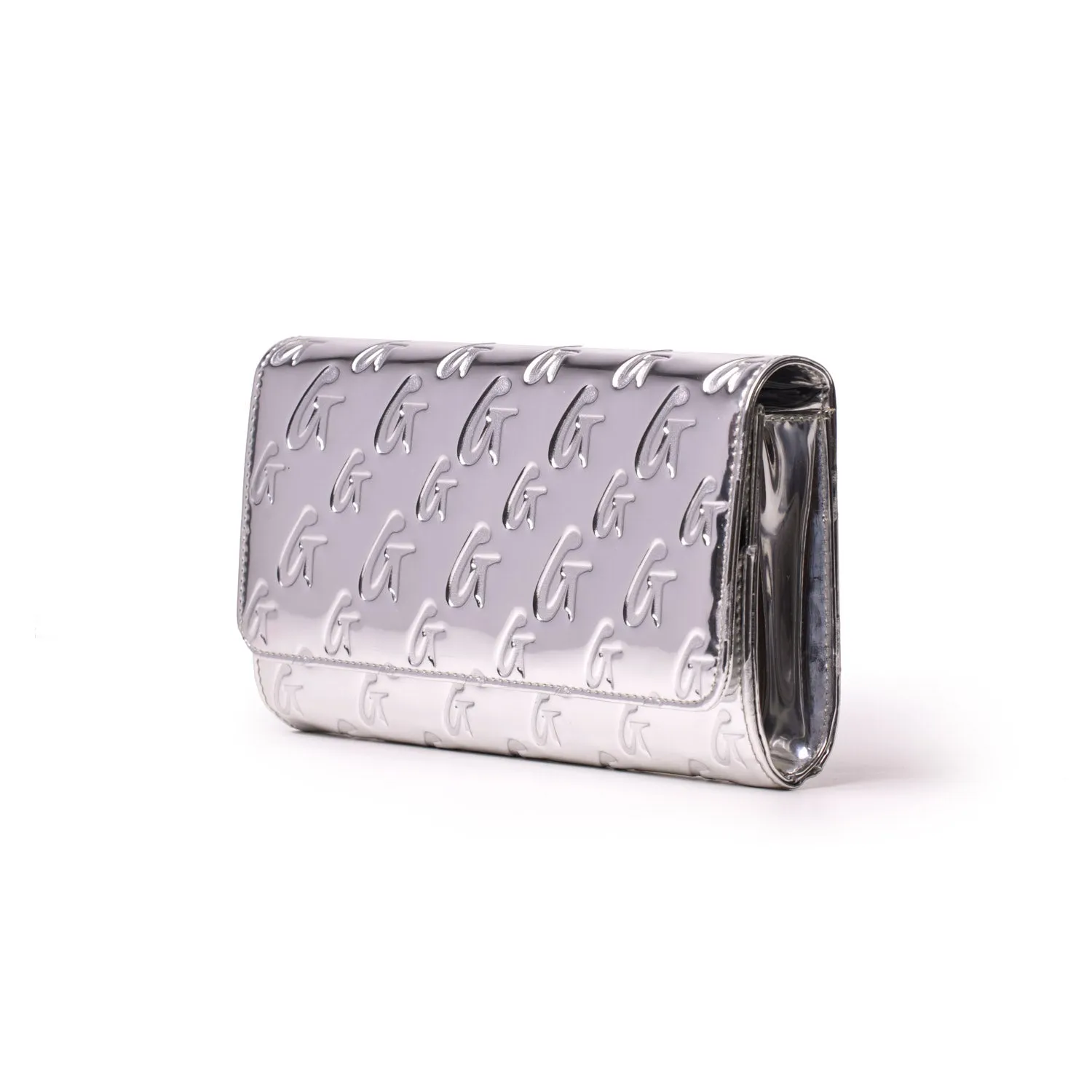 METALLIC MONOGRAM TRAVEL WALLET - METALLIC SILVER