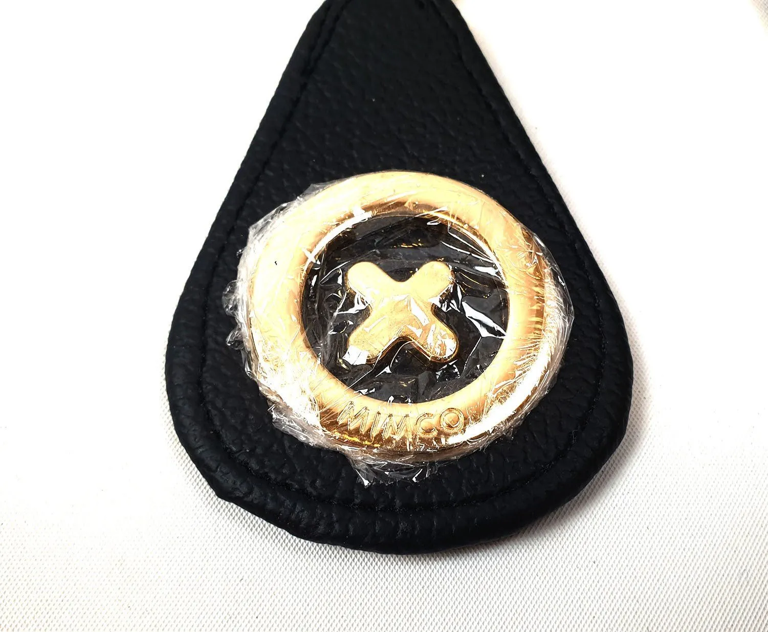 Mimco black leather keyring